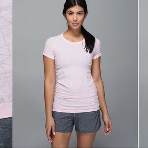 Lululemon Run Swiftly Tech Short Sleeve Crew heathered strawberry milkshake Sz 4